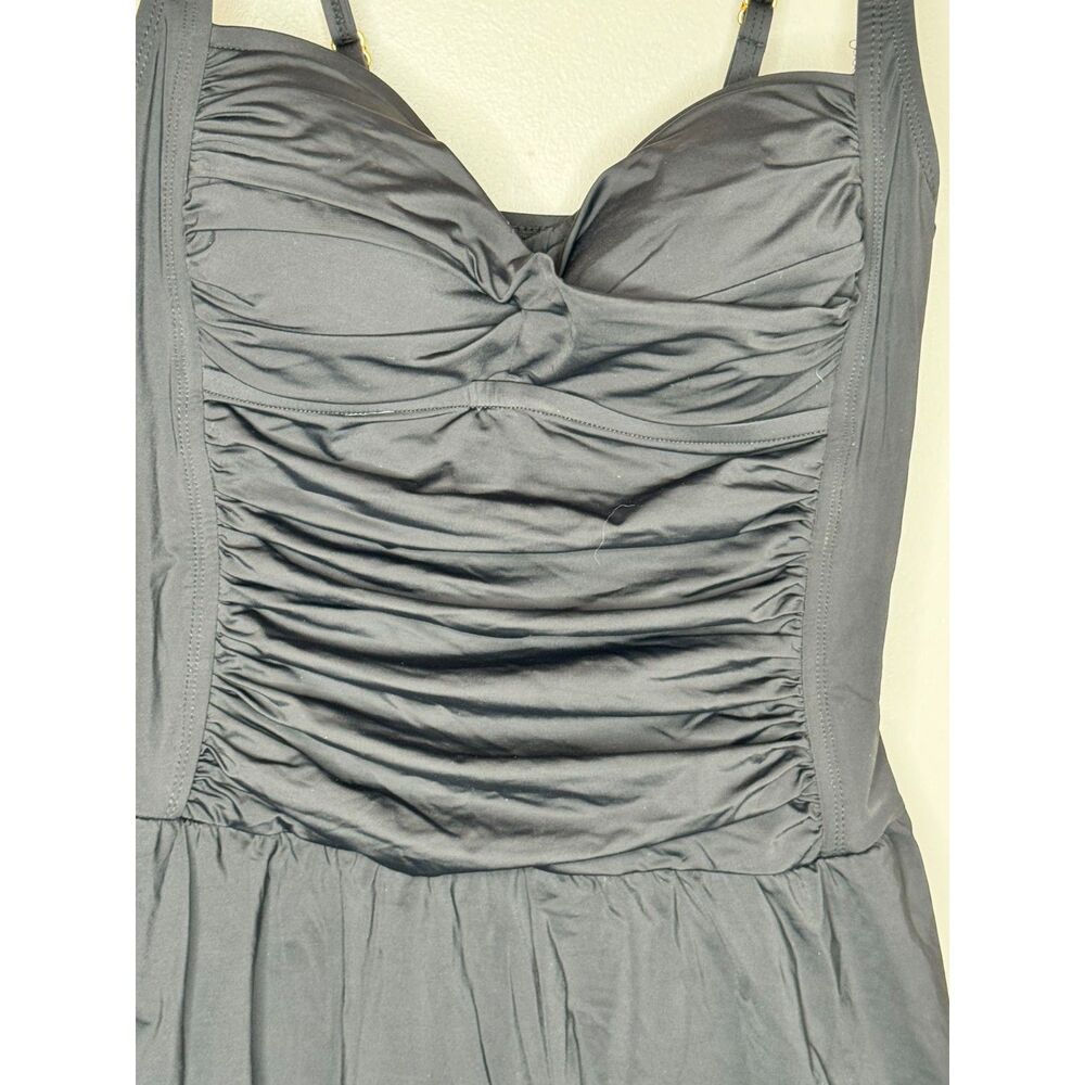 Rose Marie Reid Black Ruched Swim‎ Dress One Piece Swimsuit Pinup Skort Size M - Picture 5 of 8